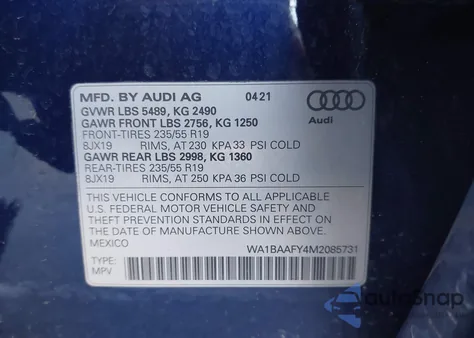 2021 Audi Q5 Premium Plus 45 Tfsi Quattro S Tronic from USA, damaged, VIN WA1BAAFY4M2085731